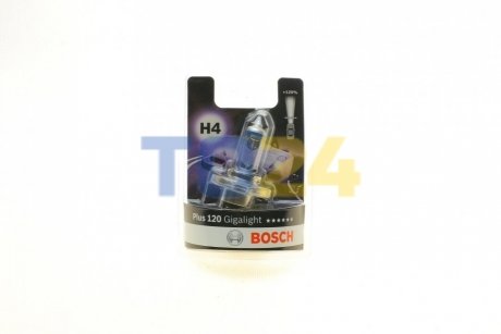 Лампа накаливания H4 12V 60/55W P43t GigaLight +120 (blister 1шт) (пр-во Bosch) 1 987 301 109