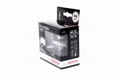 Лампа накаливания H4 12V 60/55W P43t Ultra White 4200K (комплект) (пр-во Bosch) 1 987 301 181