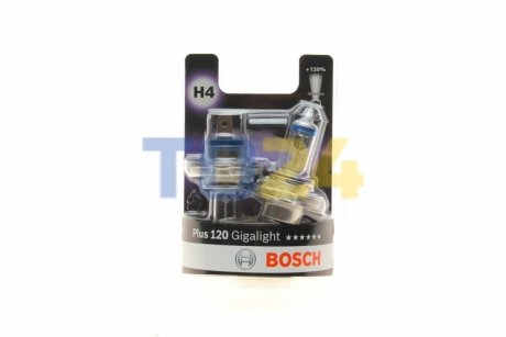 Лампа розжарювання H4 12V 60/55W P43t Plus 120 Gigalight (компл) (вир-во Bosch) 1987301425