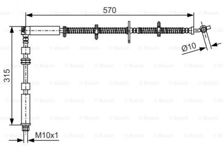 Гальмівний шланг LAND ROVER Discovery \'\'FL \'\'2,7-5,0 \'\'09>> BOSCH 1987481A63 (фото 1)