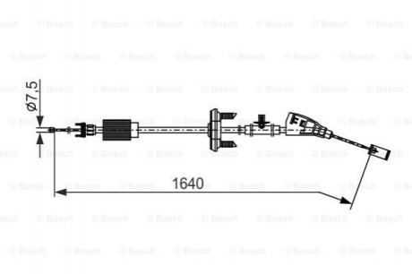 Трос ручного гальма BOSCH 1987482798 PEUGEOT 3008 1.6VTI 09-, 1.6HDI 09-