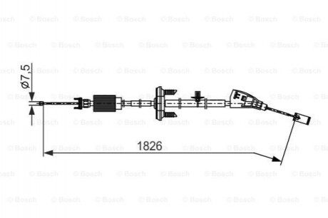 Трос ручного гальма BOSCH 1987482799 PEUGEOT 3008 2.0HDI 09-, 5008 1.2 15-