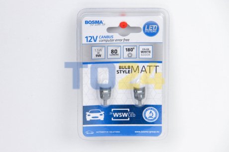 Автолампа T10 LED 12V 2XSMD 5630 LED WHITE MAT (2 шт) BOSMA 4069 (фото 1)