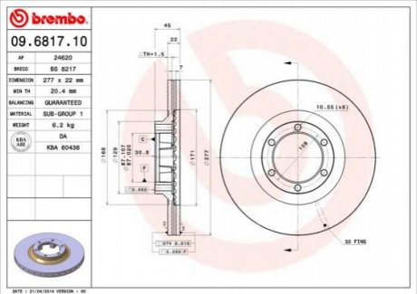 Тормозной диск BREMBO 09.6817.10 (фото 1)