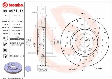 Гальмівні диски BREMBO 09A9711X (фото 1)