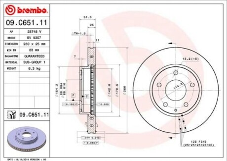 Гальмівний диск 09.C651.11