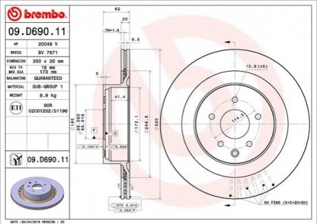 Тормозной диск BREMBO 09.D690.11 (фото 1)