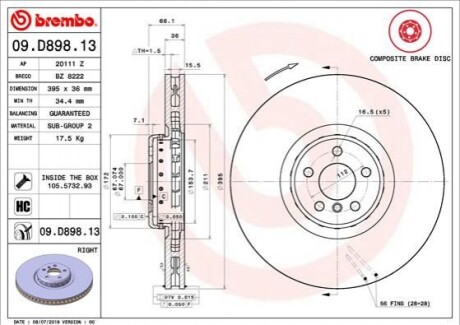 Тормозной диск 09.D898.13