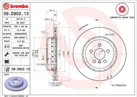 Тормозной диск BREMBO 09.D902.13 (фото 1)