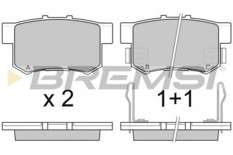 Тормозные колодки зад. Civic 98-01/CR-V 01-06 (Akebono) (47,5x89x14,5) BREMSI BP2750 (фото 1)