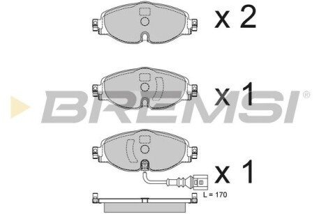 Колодки тормозные (передние) Audi A3/Q2/Q3/Seat/Skoda Octavia/Kodiaq/VW Golf/Passat B8 12- (+датчик) BP3782