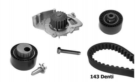 Комплект ГРМ (ремінь + 2 ролики + помпа + кріплення) KBU7409D