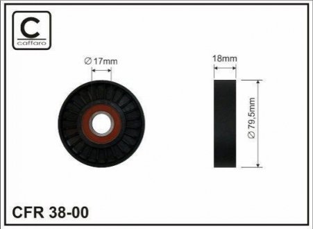Ролик натяжного механізму поліклинового ремня Renault Clio II/Kaтgoo 1.4/1.6 08.97- 80x17x18 3800