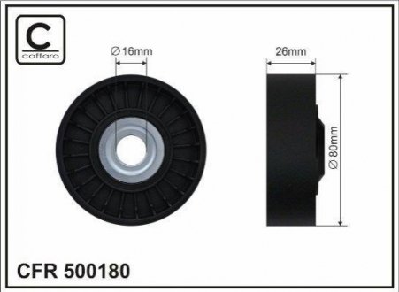 80x16x26 Ролик паска приводного MB Sprinter 906 3.0DCI 06- CAFFARO 500180 (фото 1)