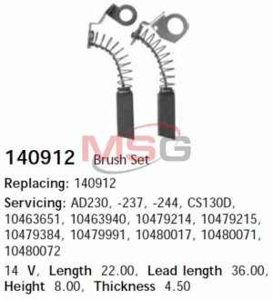 Щетки генератора 22*4,5*8 140912