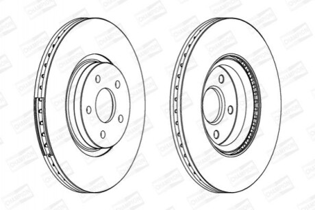 Гальмівний диск передній Ford Focus II, III, Kuga II, Transit Connect / Volvo C70, S40, V40, V50 562434CH-1