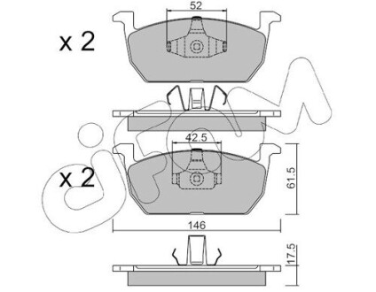 CIFAM SKODA колодки гальмівні передні (без датчик.) KAMIQ, OCTAVIA III 19-, AUDI A1 Sportback 18- 822-1214-0