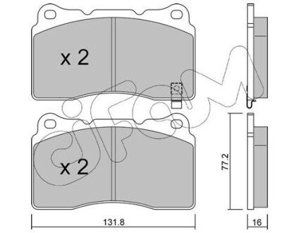 CIFAM MITSUBISHI гальмівні колодки передн. Lancer V EVO 04 -, Subaru Impreza WRX 01-, RENAULT, FORD 822-288-5