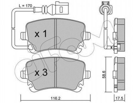Дисковые тормозные колодки (задние) CIFAM 822-554-0 (фото 1)