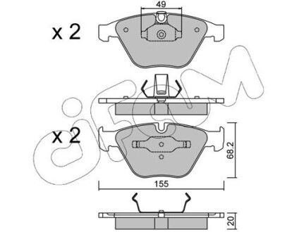 CIFAM BMW гальмівні колодки передн. 3 E90,5 E60,6 E63,7 E65/66,.X1 E84 01- 822-558-0