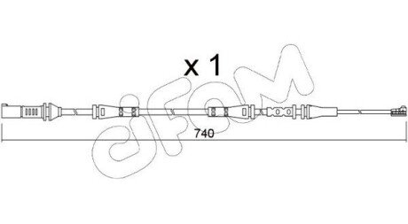 Датчик зношування гальмівних колодок (задніх) BMW X3 (G01)/X4 (G02) 17- (L=740mm) SU362