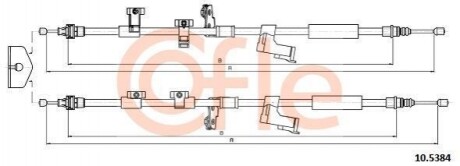 Трос ручника (задній) Ford C-Max II/Focus III 10- (1940/1870mm) 92105384