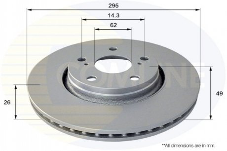 Тормозной диск вентилируемый (передний) Comline ADC01150V (фото 1)