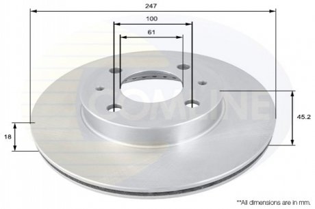 Гальмівний диск вентильований (передній) Comline ADC0242V (фото 1)