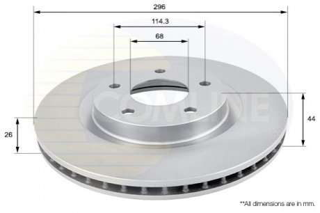Гальмівний диск вентильований (передній) Comline ADC0274V (фото 1)