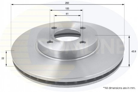 Гальмівний диск вентильований (передній) Comline ADC0281V (фото 1)