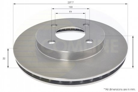 Тормозной диск вентилируемый (передний) Comline ADC0292V (фото 1)