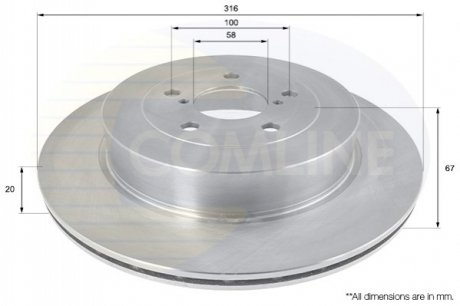 Гальмівний диск вентильований (задній) Comline ADC0816V (фото 1)