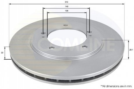 Тормозной диск вентилируемый (передний) Comline ADC0921V (фото 1)
