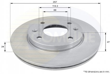 Гальмівний диск вентильований (передній) Comline ADC1042V (фото 1)
