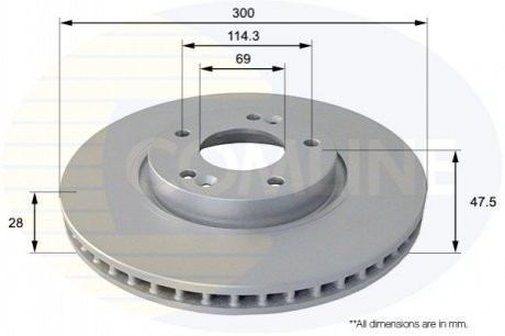Гальмівний диск вентильований (передній) Comline ADC1089V (фото 1)