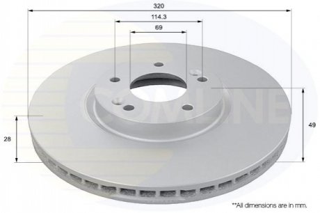 Гальмівний диск вентильований (передній) Comline ADC1096V (фото 1)