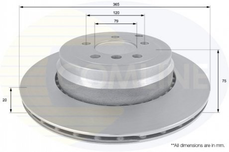 Гальмівний диск вентильований (задній) Comline ADC1262V (фото 1)
