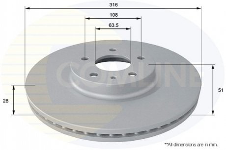 Тормозной диск вентилируемый (передний) Comline ADC1273V (фото 1)