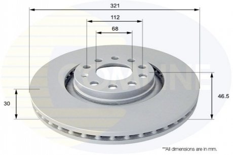 Тормозной диск вентилируемый (передний) Comline ADC1473V (фото 1)