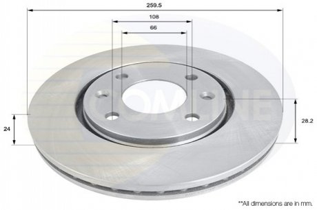 Тормозной диск вентилируемый (передний) Comline ADC1523V (фото 1)
