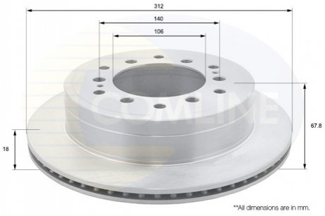 Тормозной диск вентилируемый (задний) Comline ADC2514V (фото 1)