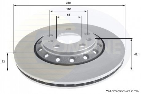 Гальмівний диск вентильований (задній) Comline ADC2609V (фото 1)