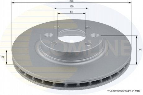 Гальмівний диск вентильований (передній) Comline ADC2719V (фото 1)