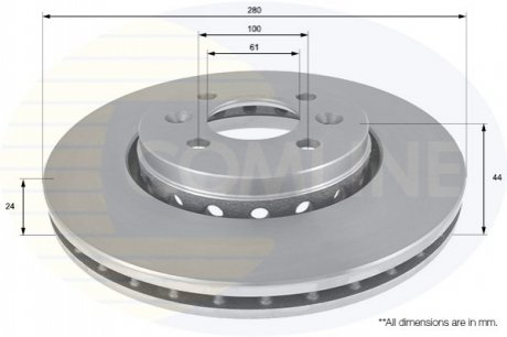 Гальмівний диск вентильований (передній) Comline ADC2720V (фото 1)