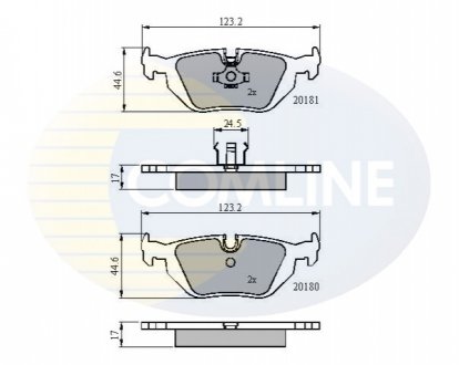 Гальмівні колодки, дискове гальмо (набір) Comline CBP0166 (фото 1)