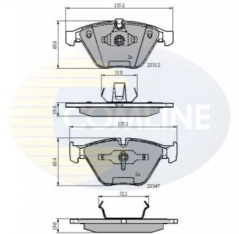 Гальмівні колодки, дискове гальмо (набір) Comline CBP02033 (фото 1)