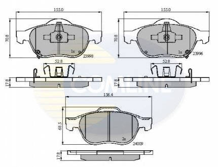 Гальмівні колодки, дискове гальмо (набір) Comline CBP31249 (фото 1)