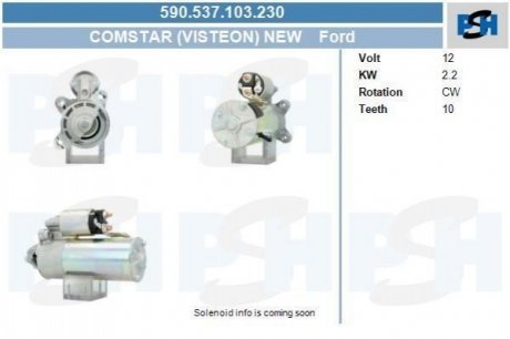 Стартер Ford 2.2 kw S9035 S9014 CS613 CV PSH 590.537.103.230 (фото 1)