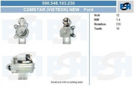 Стартер Ford 1.4 kw CV PSH 590.548.103.230 (фото 1)