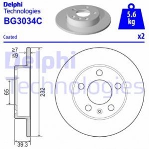 Гальмівні диски – 2 шт. (задні) Delphi BG3034C (фото 1)